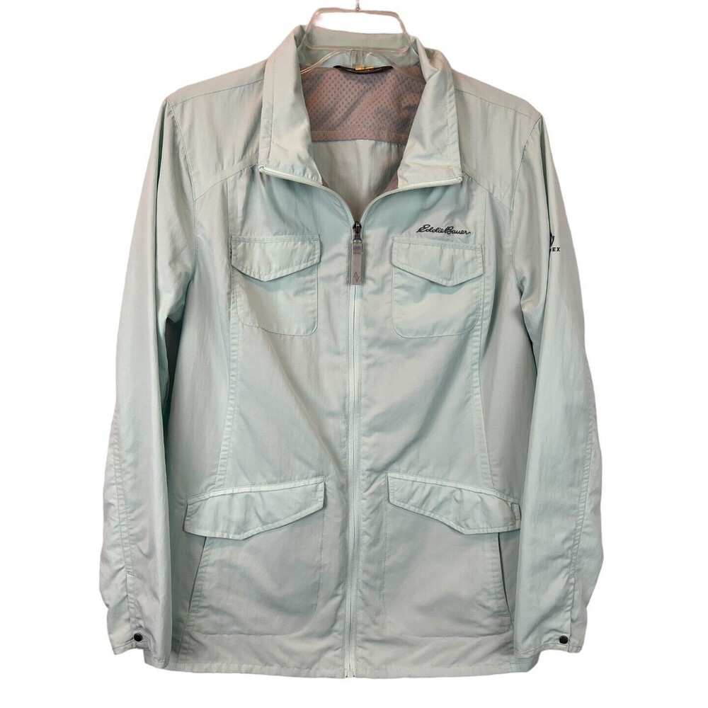 Eddie Bauer Travex Women's Mint Green Full Zip Lightweight Cargo Jacket Size L